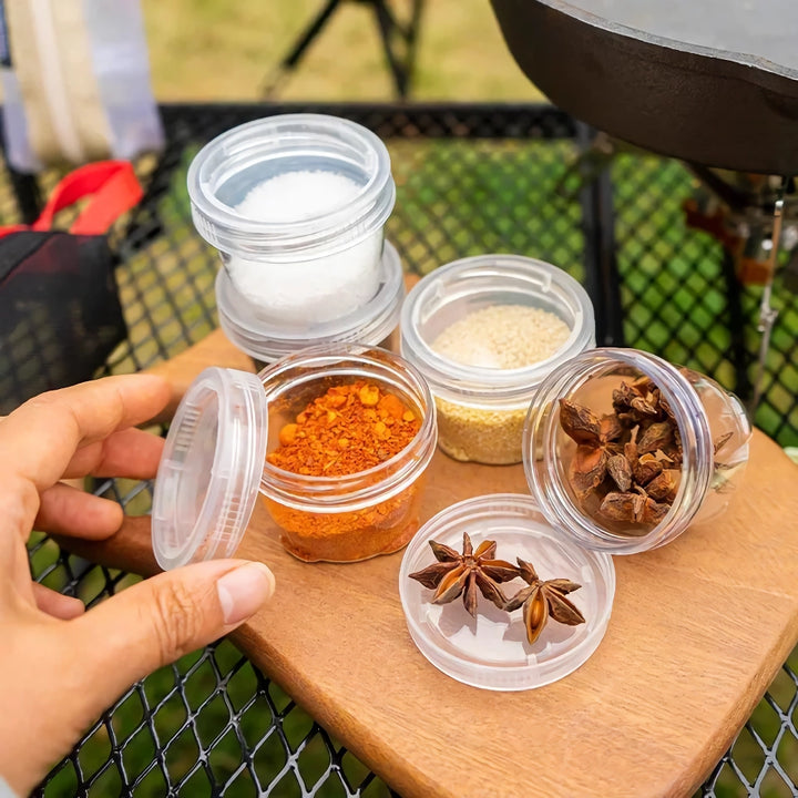 Compact 5-Bottle Camping Spice Kit with Durable Mesh Storage Bag