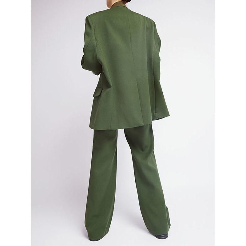 Women's Green Blazer and Loose Pants Suit