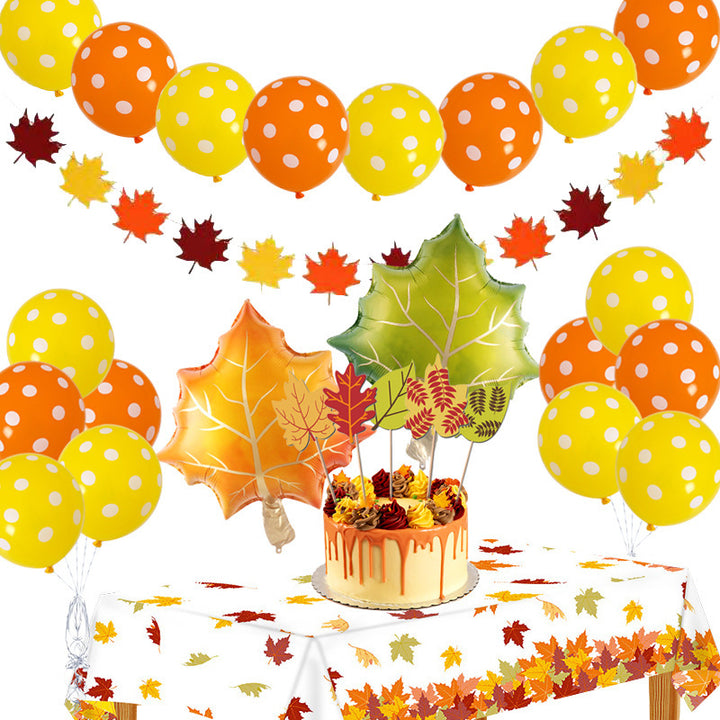 Thanksgiving Party Decoration Balloon Maple Leaf Shape Layout Props