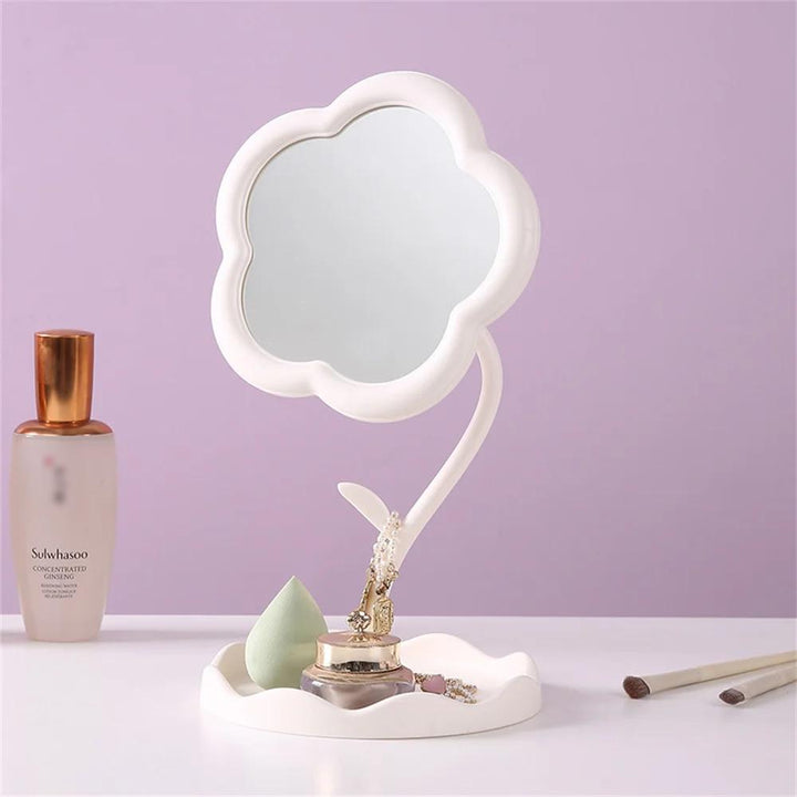 Sunflower Shaped Makeup Mirror with Jewelry Hooks