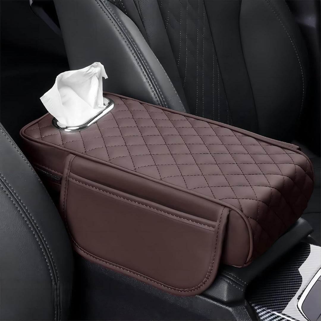 Universal Car Armrest Pad with Tissue Storage – Comfortable Console Cushion