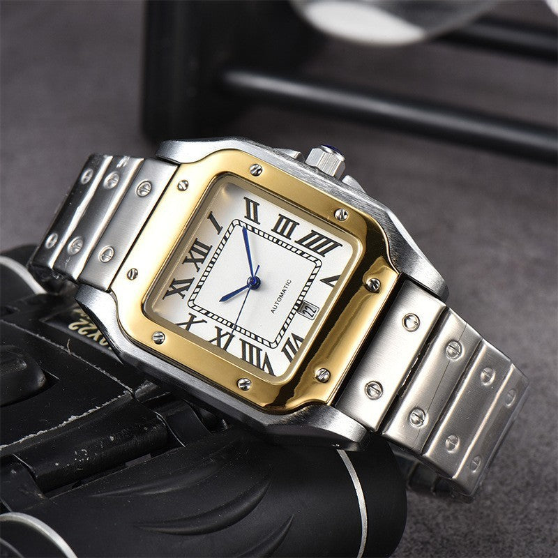 Men's 3-pin Quartz Square All-steel Watch