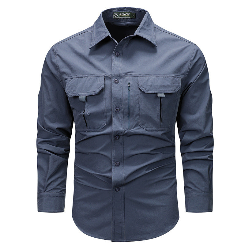 Retro Workwear Shirt Men's Long-sleeved Spring Fashion Brand Casual Overshirt