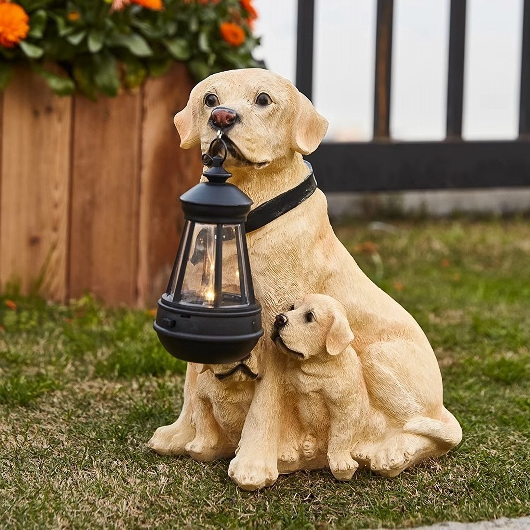 Solar Labrador Dog Statue