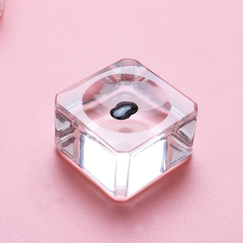 Square Crystal Glass Eyelash Glue Holder - Adhesive Pallet Stand for Makeup