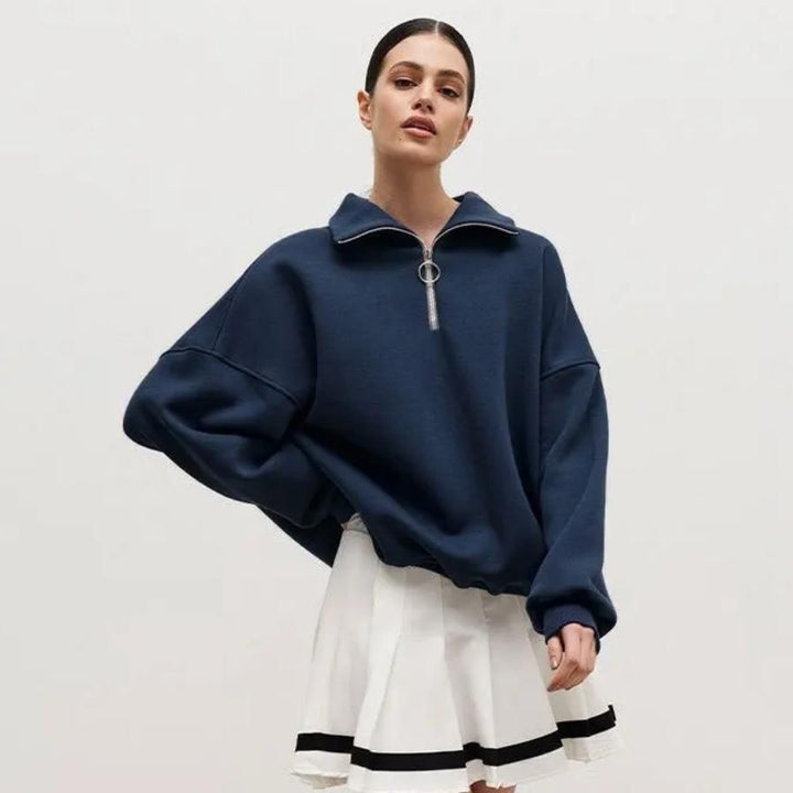 Women's Oversized Fleece-Lined Turtleneck Hoodie