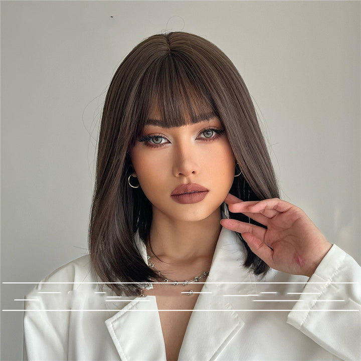 High-temperature Fiber Chemical Fiber Bangs Black Short Hair Lady