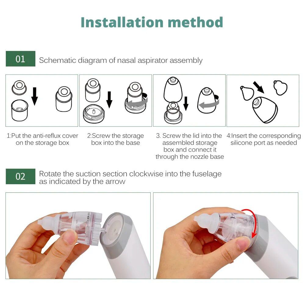 Adjustable Baby Nasal Aspirator with Suction for Newborns & Infants