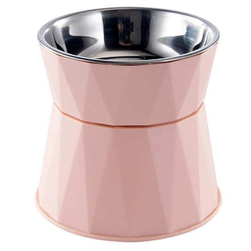 Stainless Steel Raised Cat Food Bowl with Non-Slip Base