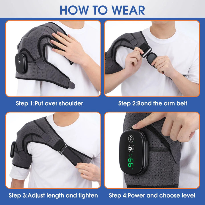 3-Level Heated Vibrating Shoulder Massager for Pain Relief and Rehabilitation