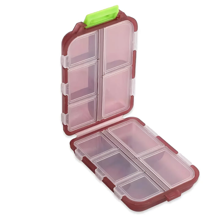 Portable 10-Grid Travel Pill Organizer Box