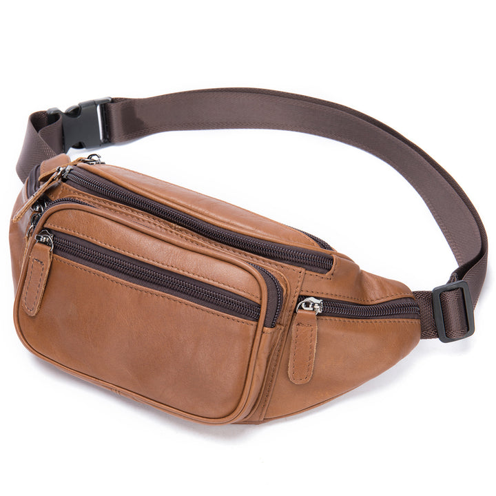 Men's Sheepskin Mobile Phone Waist Bag Sports Leisure