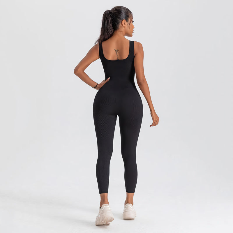 Square Neck Bodycon Yoga Jumpsuit