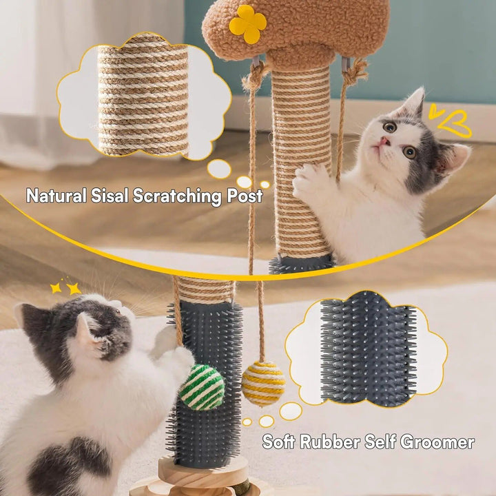 Multi-functional Cat Scratch Post with 3-Tier Track