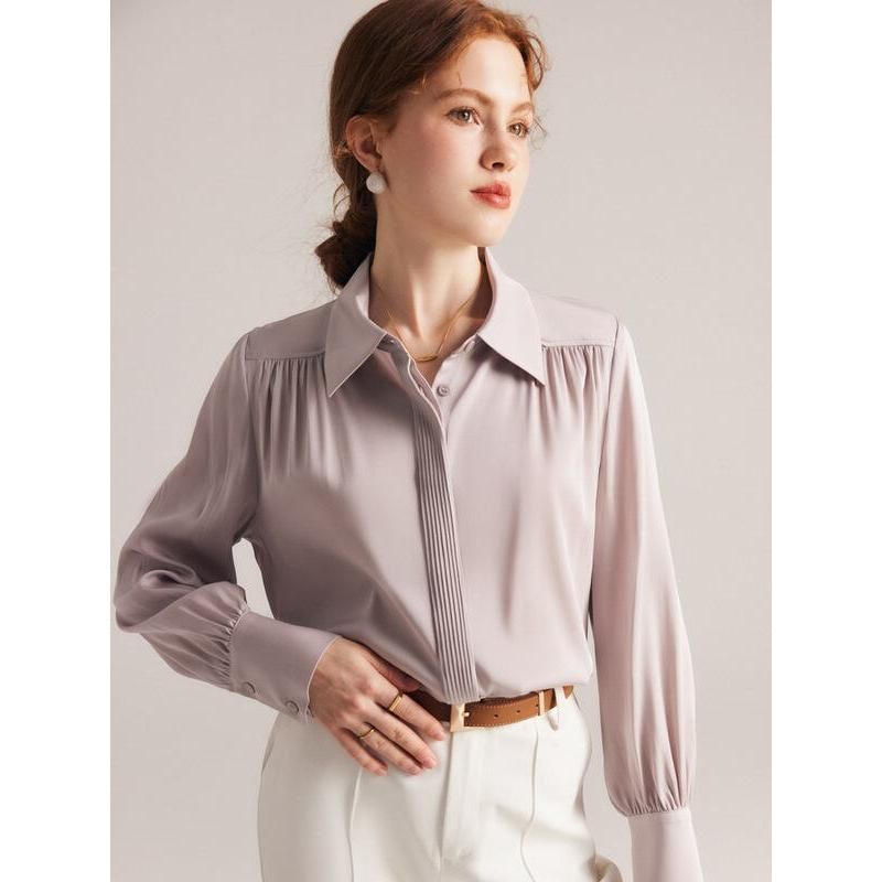 Elegant Long Sleeve Silk Blouse for Women