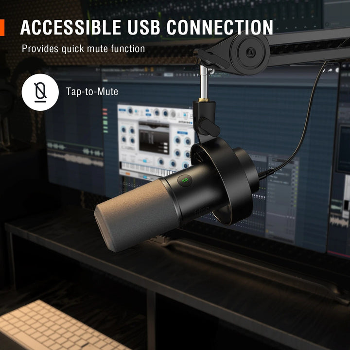 Dynamic USB/XLR Microphone with Shock Mount and Volume Control