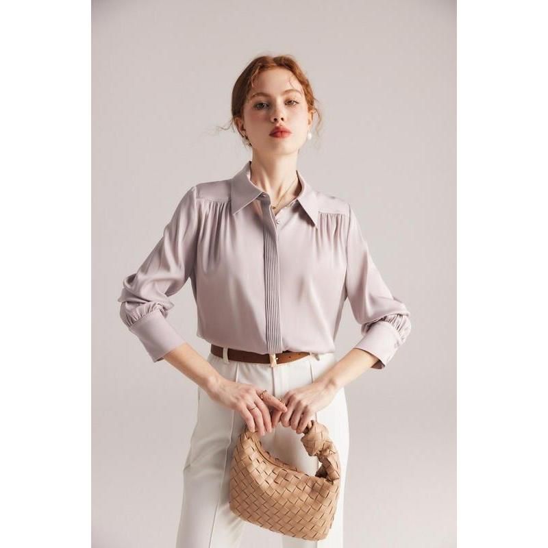 Elegant Long Sleeve Silk Blouse for Women