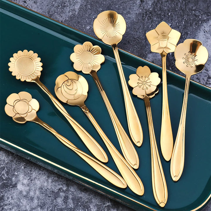 8Pcs Flower Stainless Spoon Set