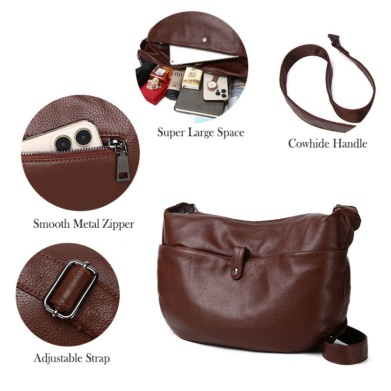 High-Quality Genuine Leather Women's Crossbody Hobo Bag