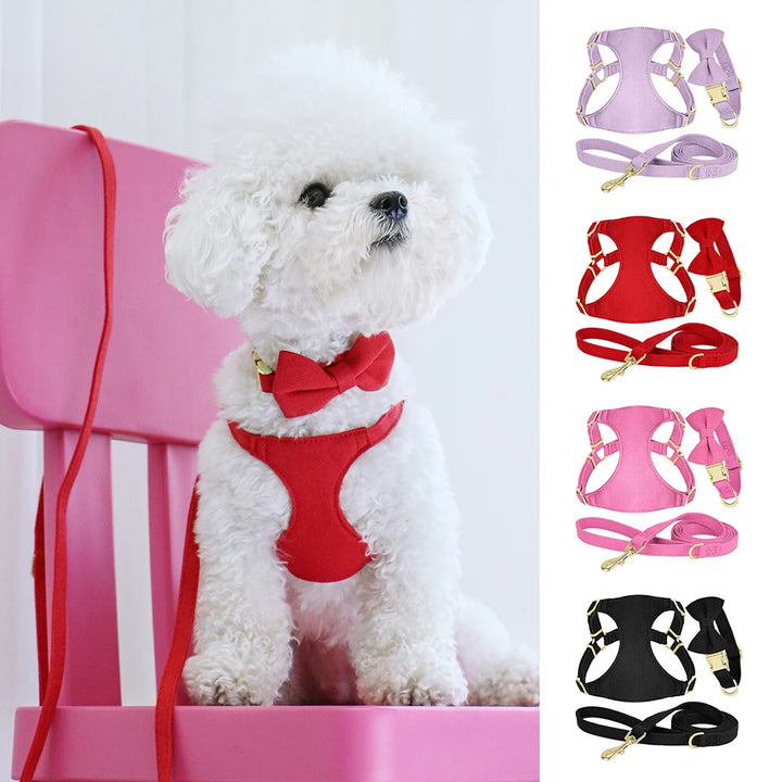 Bowtie Dog Collar Harness Leash Set