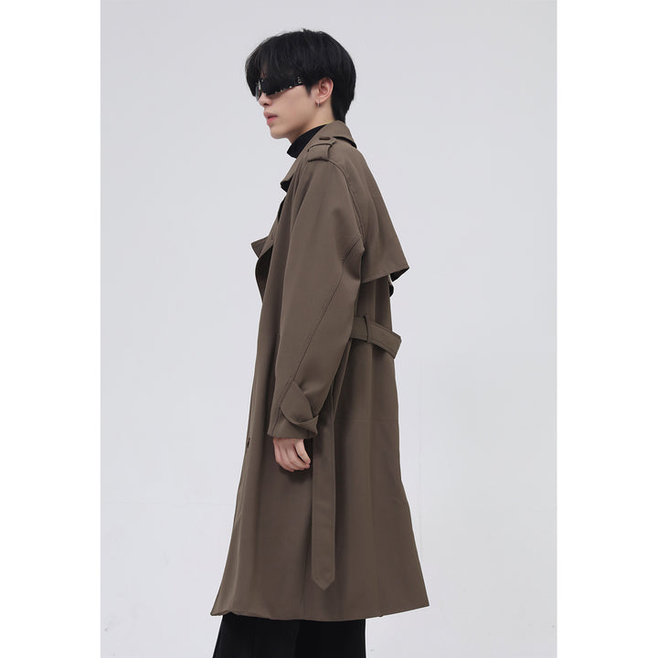 Double Breasted Simple Trench Coat Men's Belt