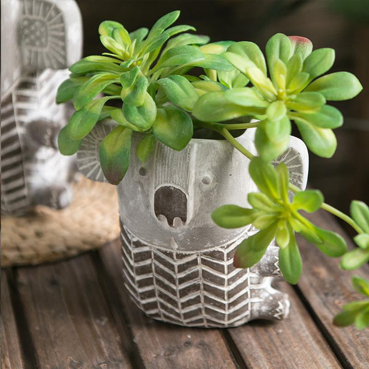 Charming Retro Koala Cement Vase for Succulent Plants