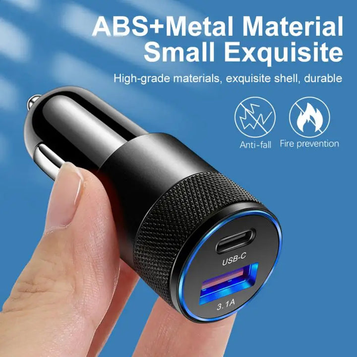 30W Mini USB-C Car Charger – Fast Charging Dual Port Adapter