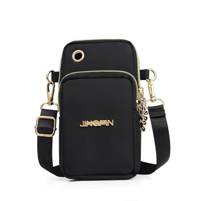 Fashionable Women's Crossbody Phone Bag with Multi-Function Pockets and Headphone Plug