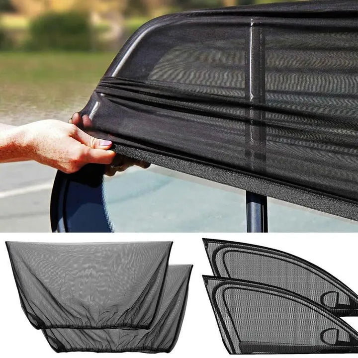 Universal Car Side Window Sunshade Curtains – Mesh Net Sunblocker with Privacy Protection