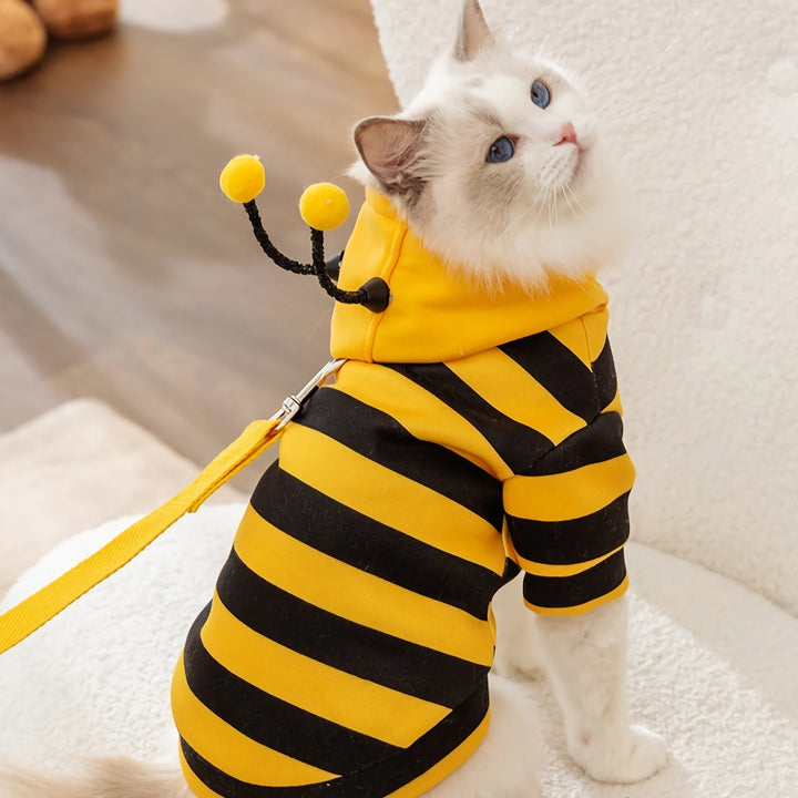 Bee-Inspired Pet Hoodie for Cats and Small Dogs - Stylish and Comfortable