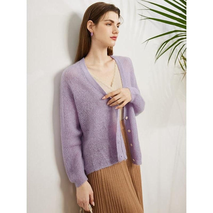 Women's Cozy Mohair-Wool Blend Cardigan