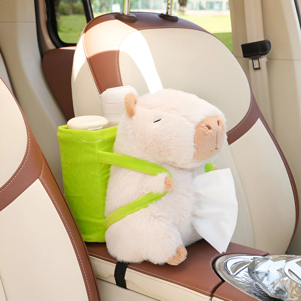 Cute Cartoon Car Tissue & Trash Holder - 2-in-1 Storage Solution