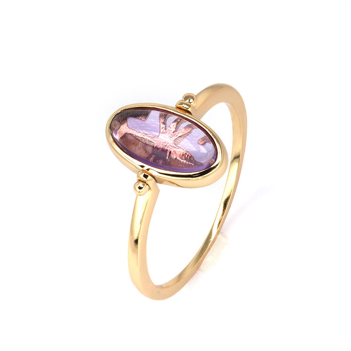 Design Sense Of Ancient Amethyst Hollow Pattern Ring