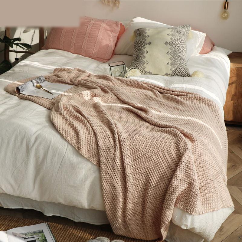 Cozy Oversize Moss Stitch Knitted Blanket for Bed and Sofa