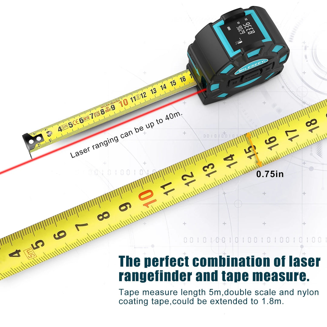 40M 2-In-1 Digital Laser Tape Measure & Rangefinder