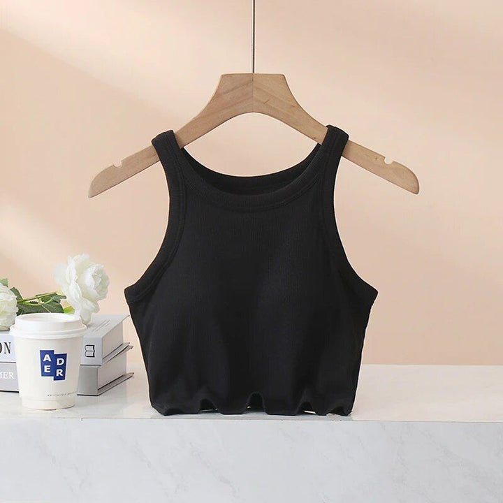 Elegant Ribbed Camisole Crop Top with Built-In Padding