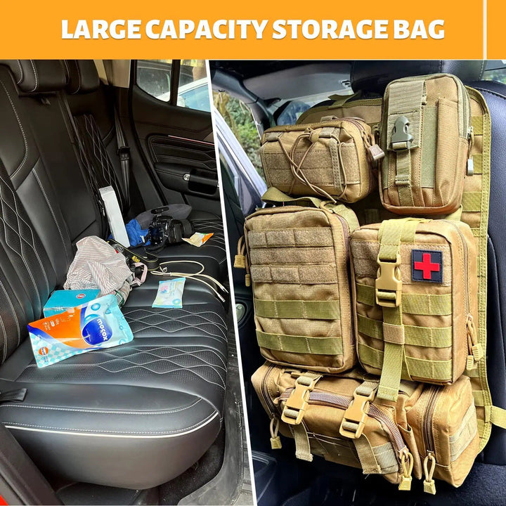 Universal Tactical Car Seat Organizer with 5 Molle Pouches