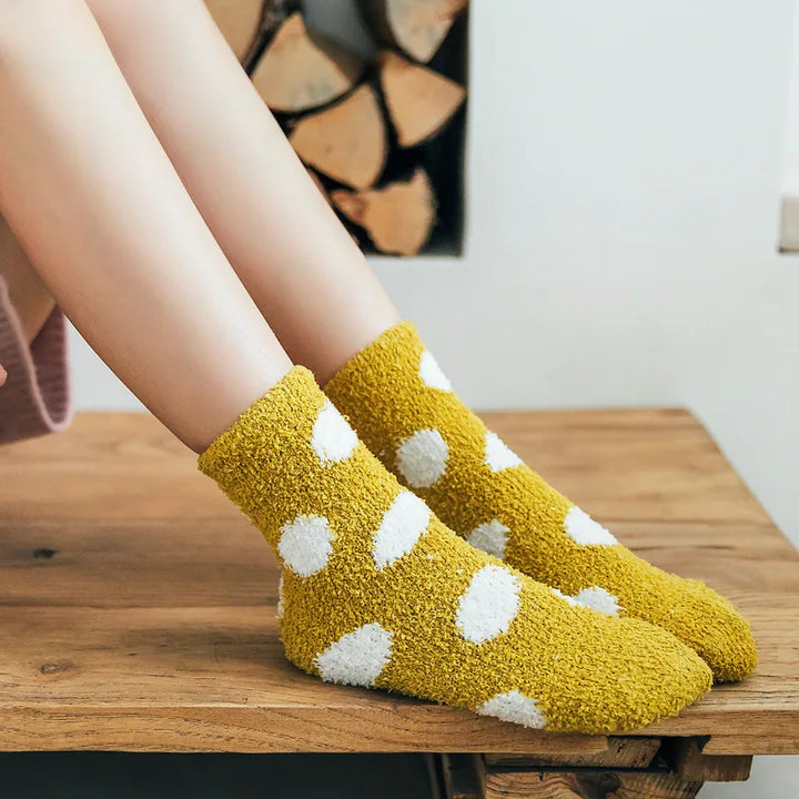 Cute Candy Color Soft Fluffy Dot Socks for Women