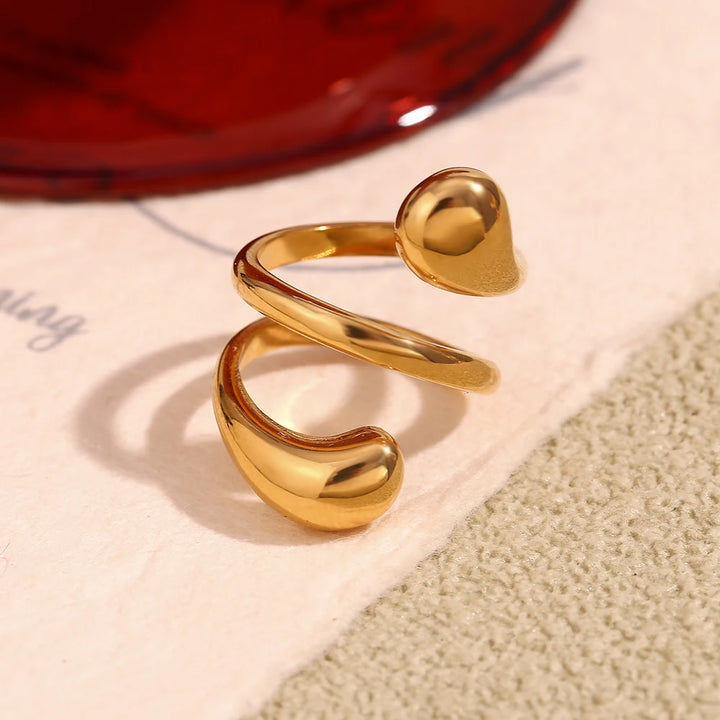 18K Gold Plated Double Layered Spiral Snake Ring