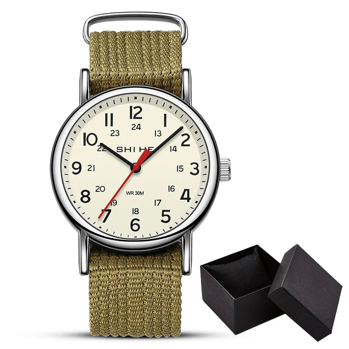 Unisex Military Sports Quartz Watch with Easy-Read Dial and Nylon Strap