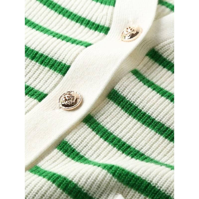 100% Wool Striped Cardigan for Women