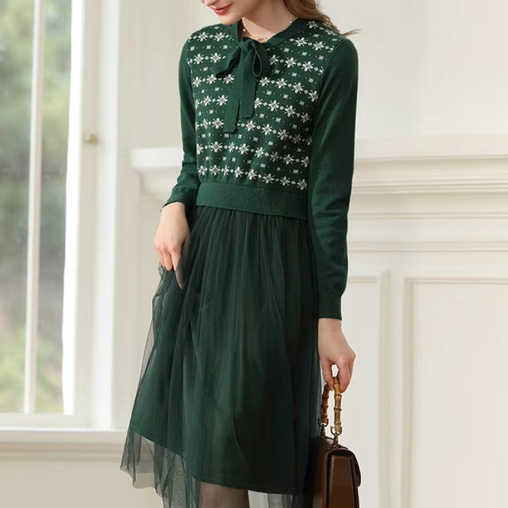 Bow-Knitted Winter Dress