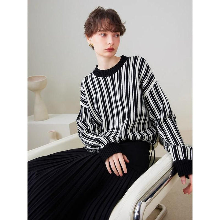 Chic Striped Wool-Blend Pullover