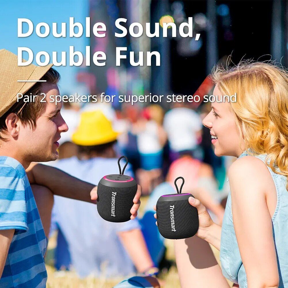 Compact Portable T7 Mini Speaker: TWS, Bluetooth 5.3, Balanced Bass, IPX7 Waterproof; Perfect for Outdoor Use