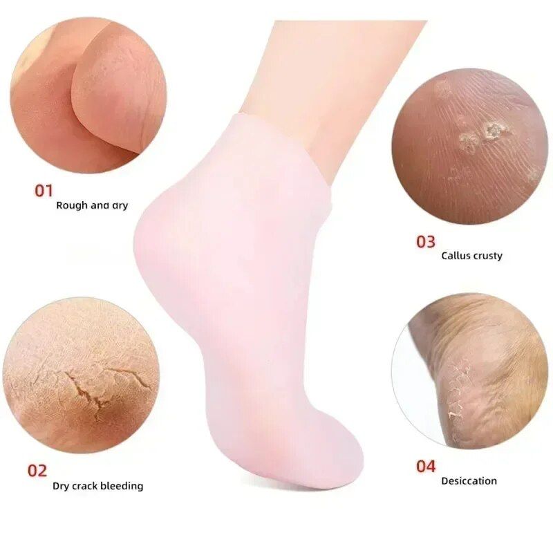 Silicone Spa Moisturizing Gel Socks for Foot Exfoliation & Care