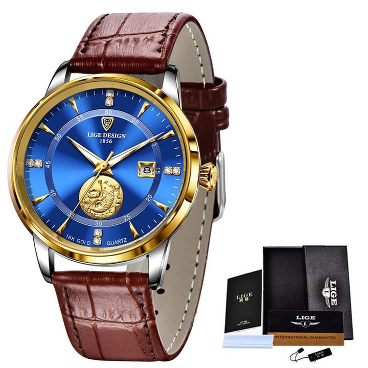 Mechanical Watch Fish Leap Longmen Watch Double Calendar Mechanical Watch Men's Waterproof