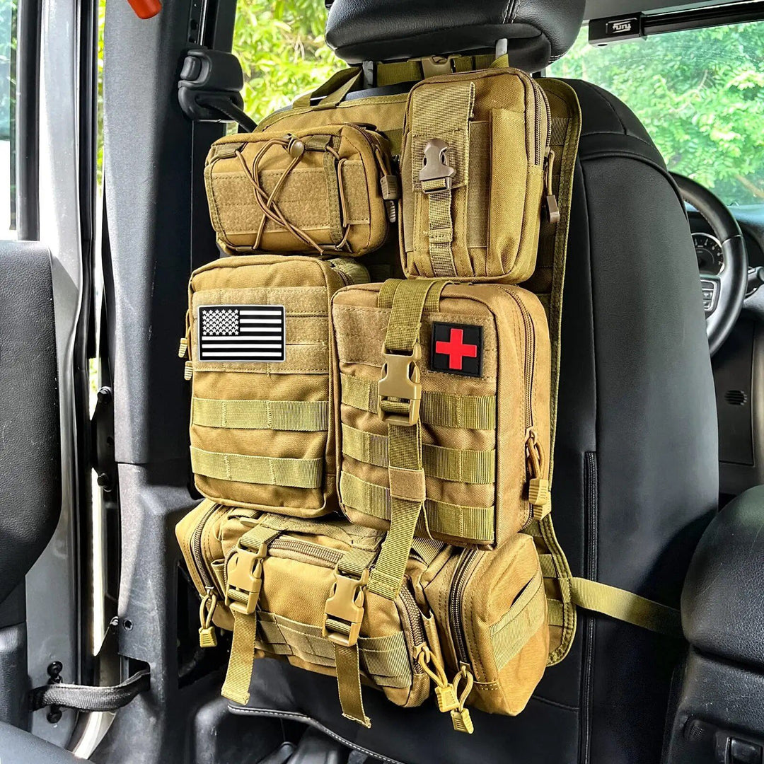 Universal Tactical Car Seat Organizer with 5 Molle Pouches