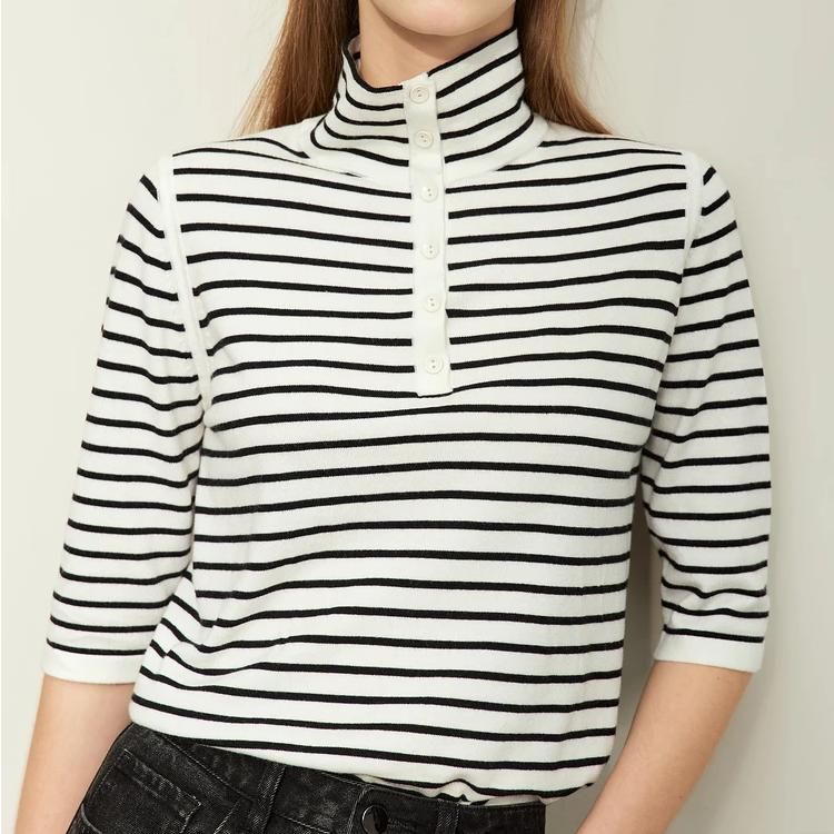 Spring Elegance Striped Wool Blend Sweater