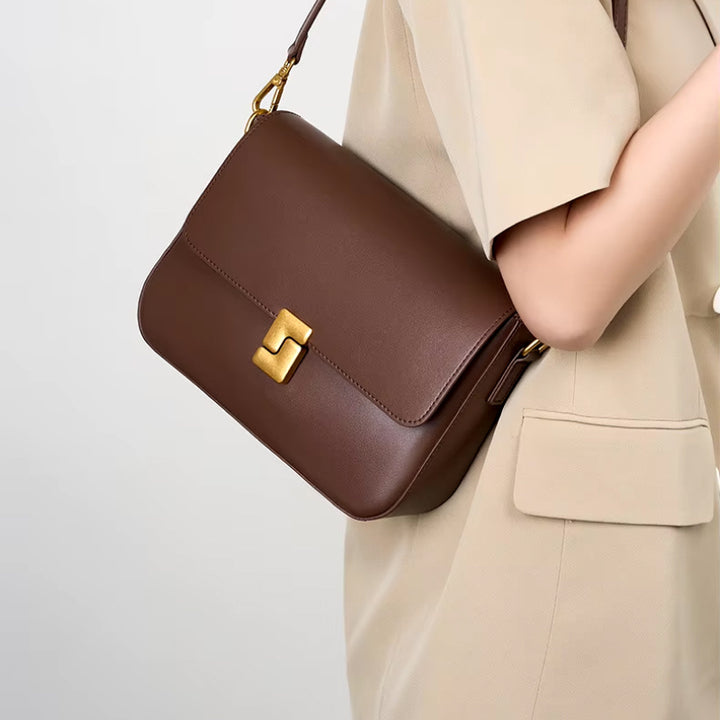 Luxury Genuine Leather Crossbody Small Square Handbag