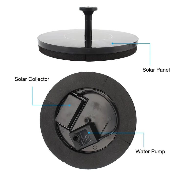 3W Solar Fountain with LED Lights & Multiple Nozzles